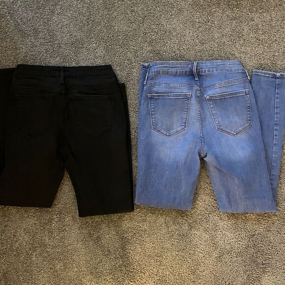 Old Navy Lot of 2 Rockstar Skinny Jeans Blue and Black Wash Size 6 Casual Y2k - Picture 6 of 9